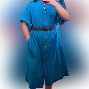 Vintage Handmade Blue House Dress, Excellent Vintage Condition, Size M/L